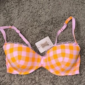 Savage Fenty Checkered Pink and Orange Bra